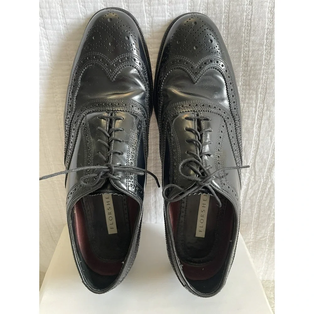 Florsheim Men's Wingtip Brogue Black Oxfords Size 9.5 Dress Shoes Classic Career